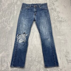 Levi's 504 Jeans Mens Size‎ 33x30 Blue Denim Distressed Relaxed Fit Straight Leg